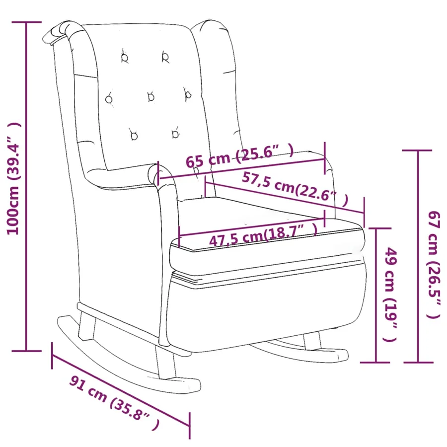 Fauteuil avec pieds à bascule et tabouret Crème Tissu - 8