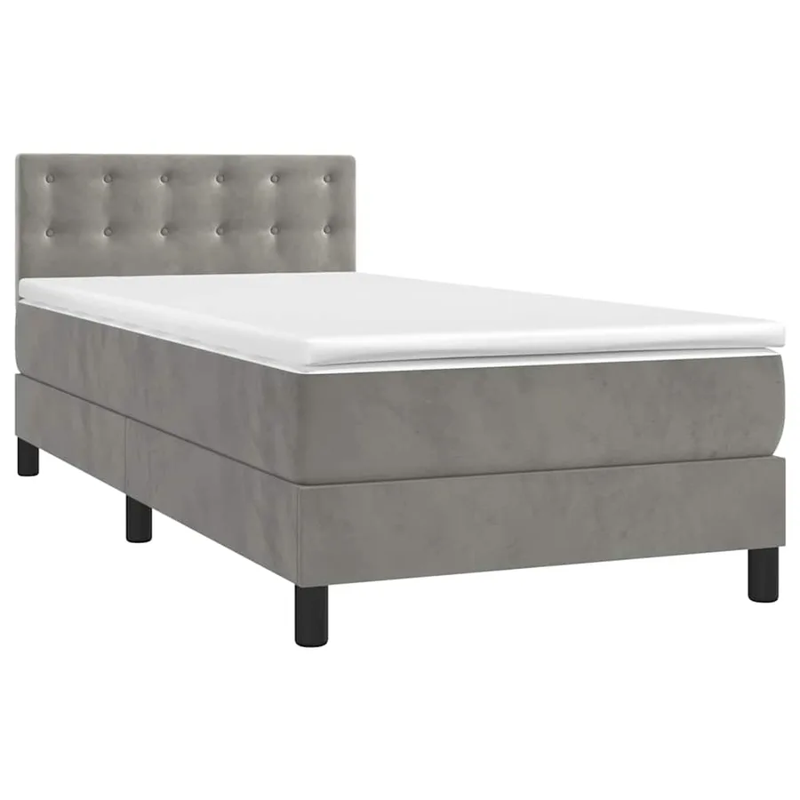 Sommier à lattes de lit avec matelas et LED Gris clair 80x200cm - 3