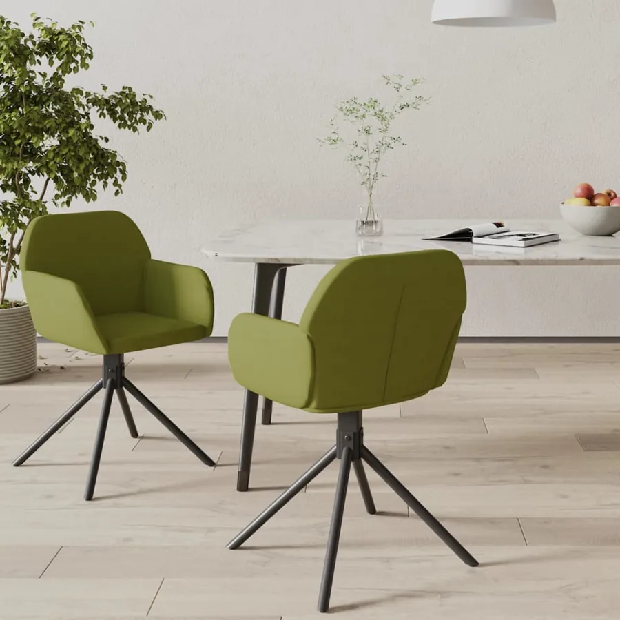 Chaises pivotantes à manger lot de 2 Vert clair Velours