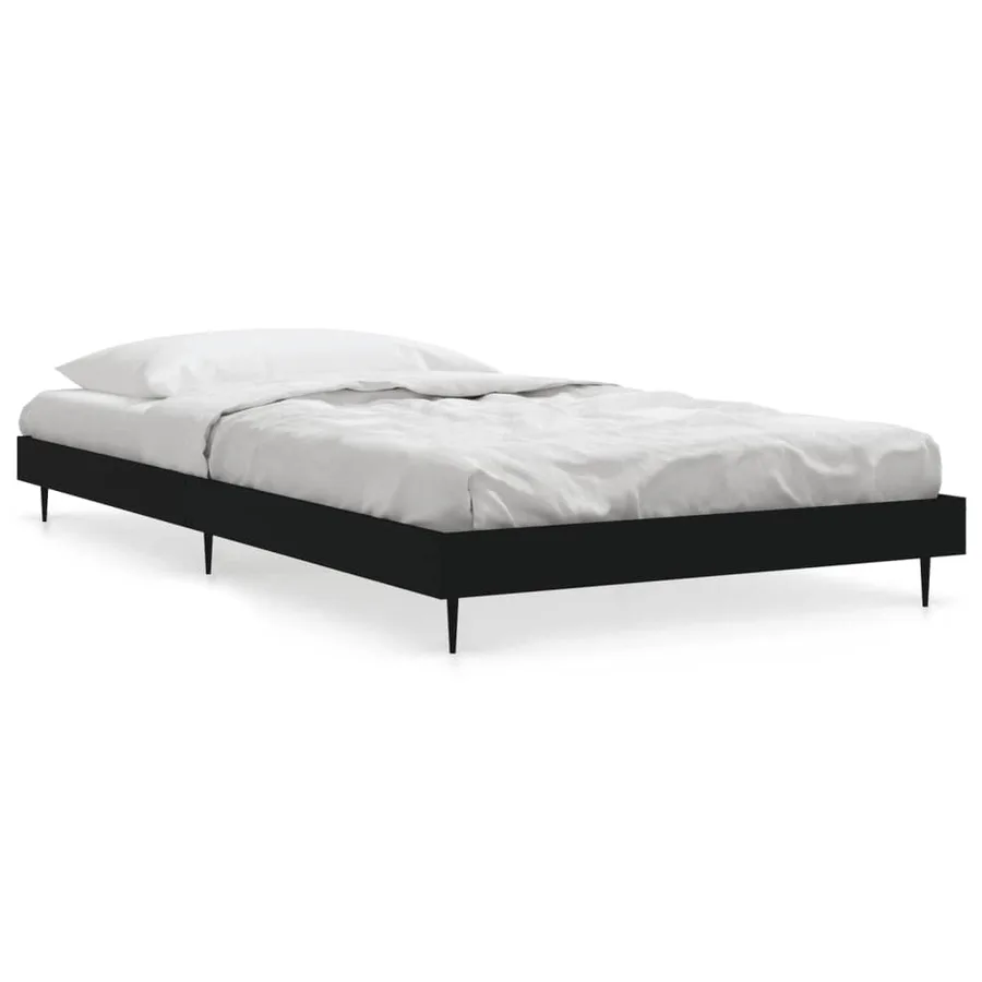 Cadre de lit sans matelas noir 100x200 cm bois d'ingénierie - 2