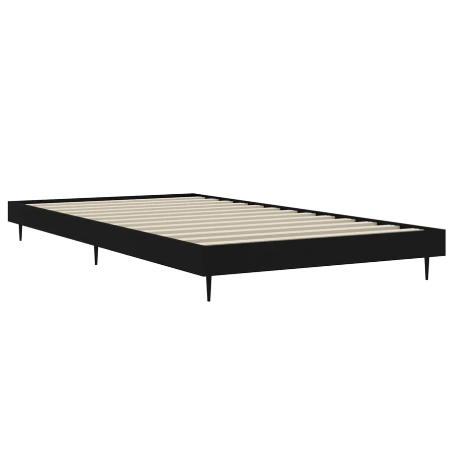Cadre de lit sans matelas noir 100x200 cm bois d'ingénierie - 5