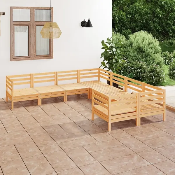 Salon de jardin 8 pcs Bois de pin massif