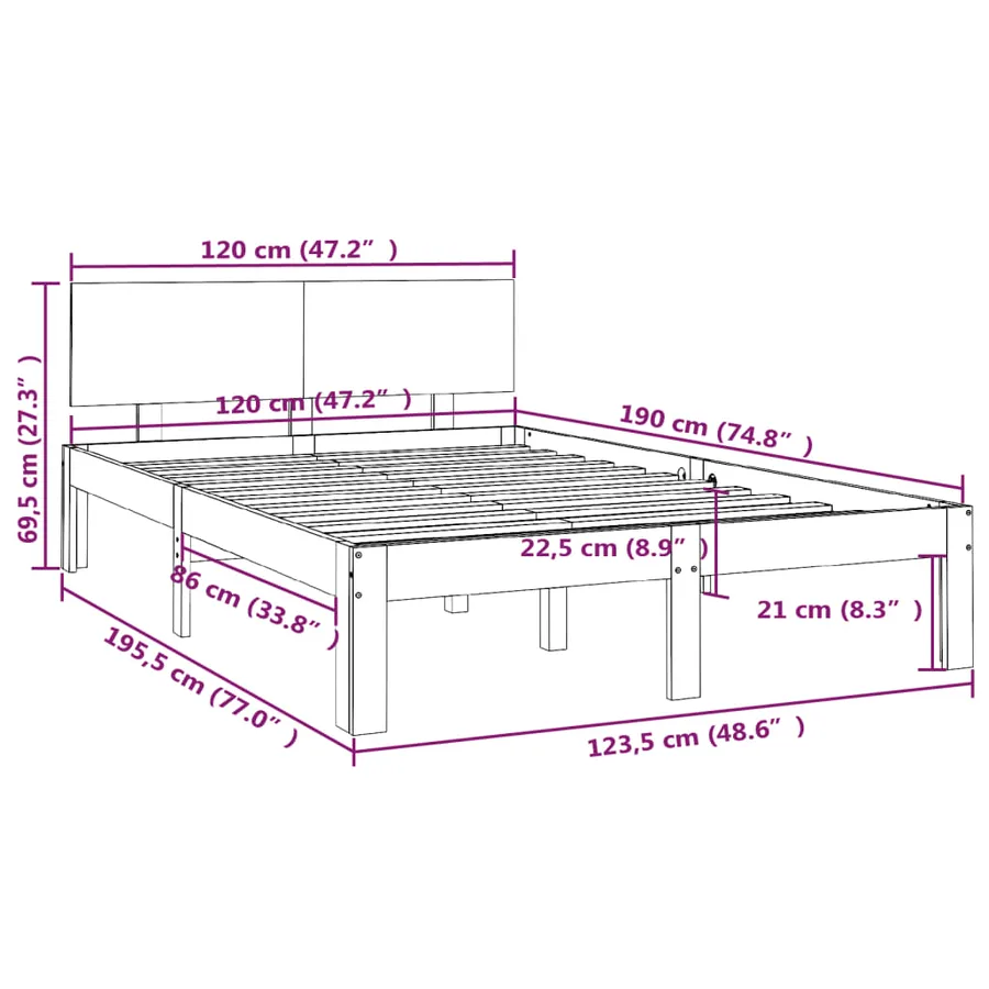 Cadre de lit sans matelas blanc 120x190 cm - 8