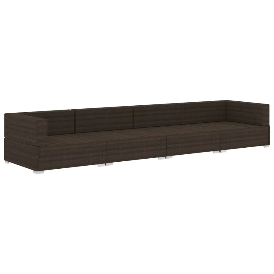 Salon de jardin 4 pcs avec coussins résine tressée marron - 3