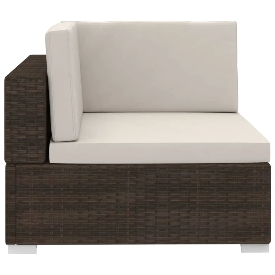 Salon de jardin 4 pcs avec coussins résine tressée marron - 5