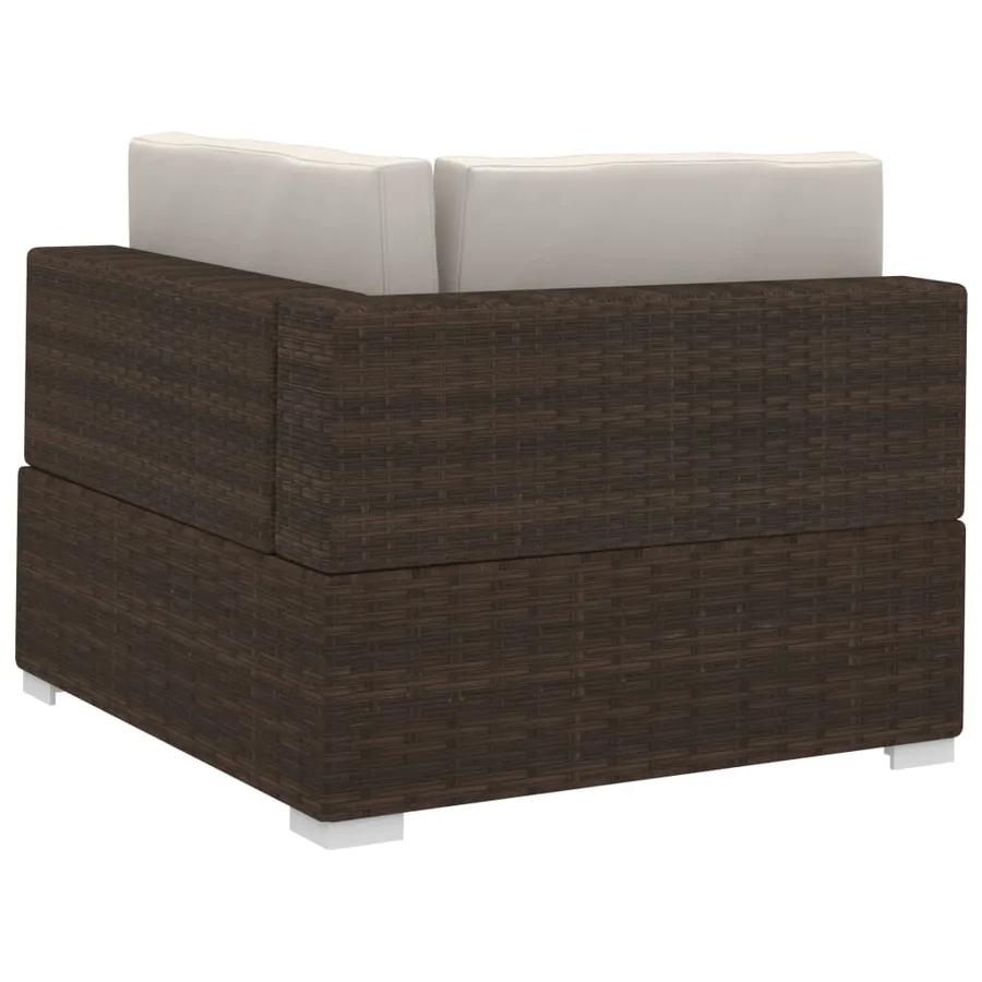 Salon de jardin 4 pcs avec coussins résine tressée marron - 6
