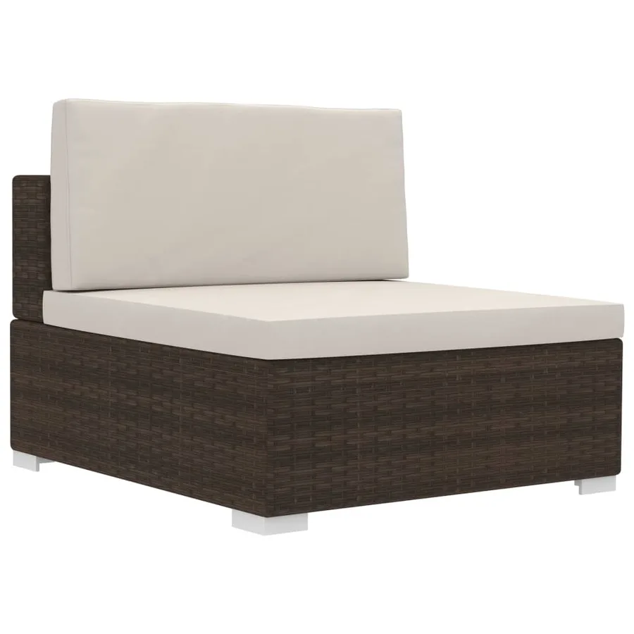 Salon de jardin 4 pcs avec coussins résine tressée marron - 7