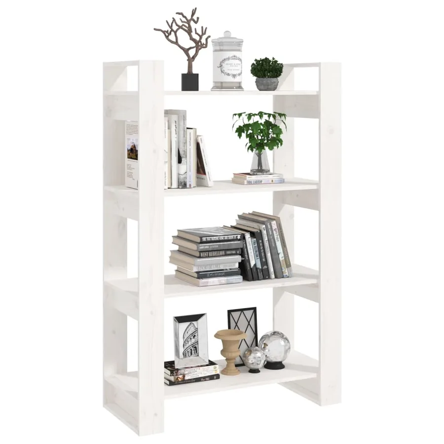 Bibliothèque/Séparateur de pièce Blanc 80x35x125 cm Pin massif - 4
