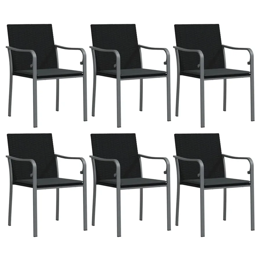 Ensemble à manger de jardin 7 pcs coussins résine tressée acier - 4