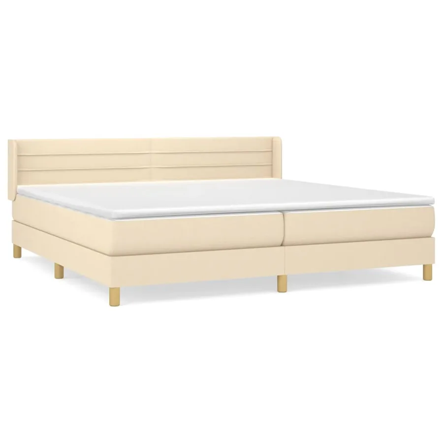 Sommier à lattes de lit avec matelas Crème 200x200 cm Tissu - 2