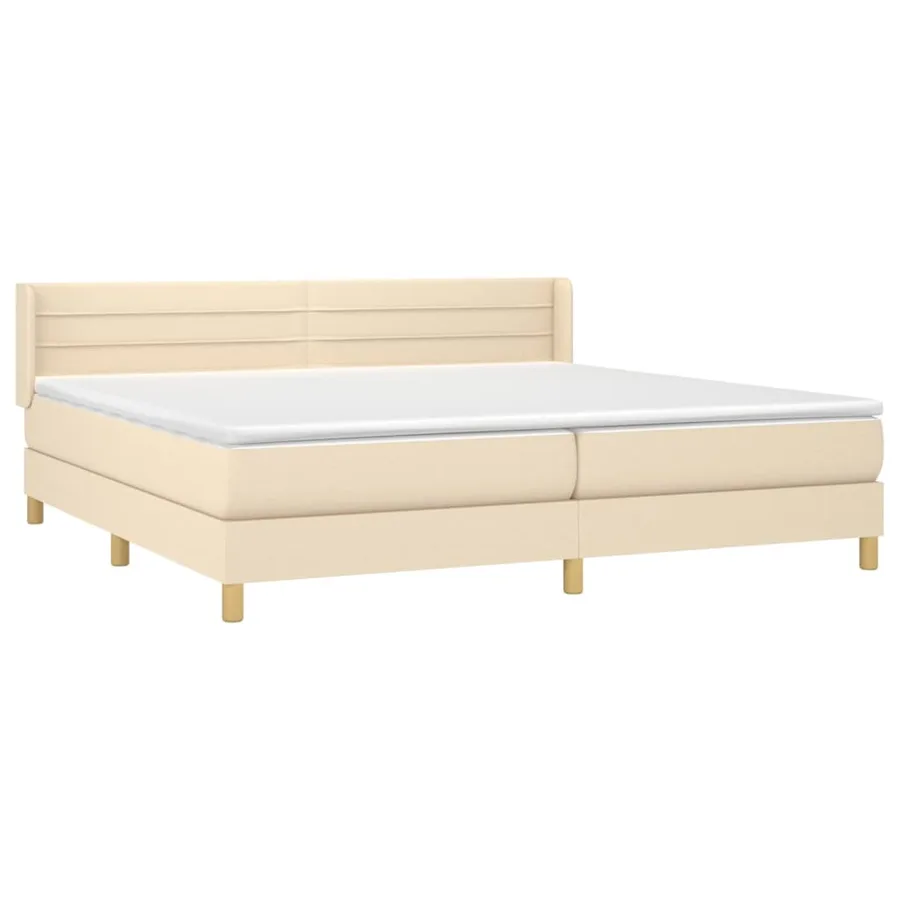 Sommier à lattes de lit avec matelas Crème 200x200 cm Tissu - 3