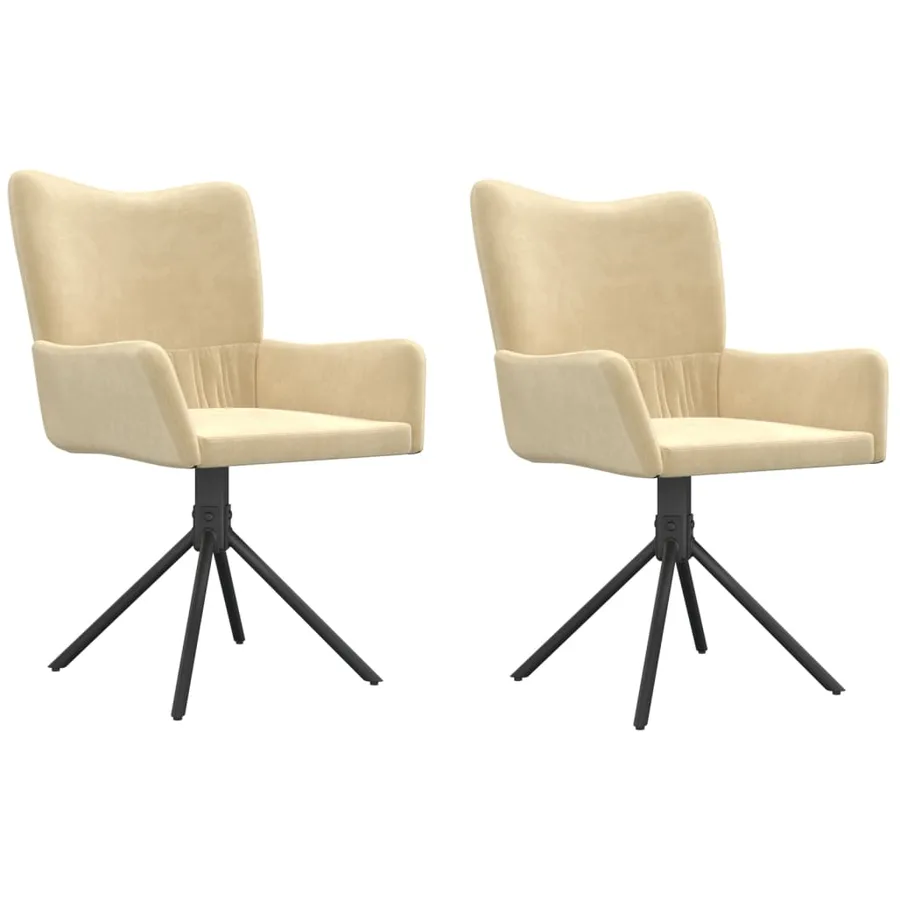 Chaises pivotantes à manger lot de 2 Crème Velours - 2