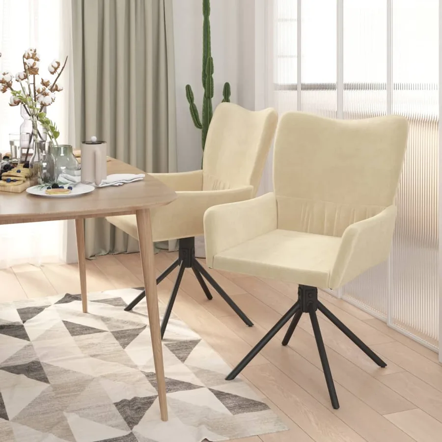 Chaises pivotantes à manger lot de 2 Crème Velours - 3