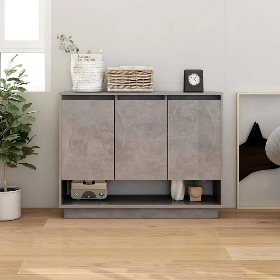 Buffet Gris béton 97x31x75 cm Bois d'ingénierie