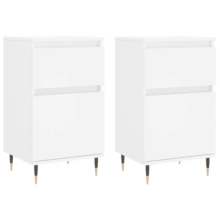 Buffets 2 pcs blanc 40x35x70 cm bois d’ingénierie - 2
