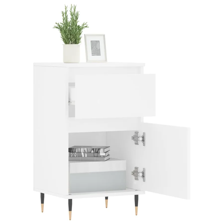 Buffets 2 pcs blanc 40x35x70 cm bois d’ingénierie - 4