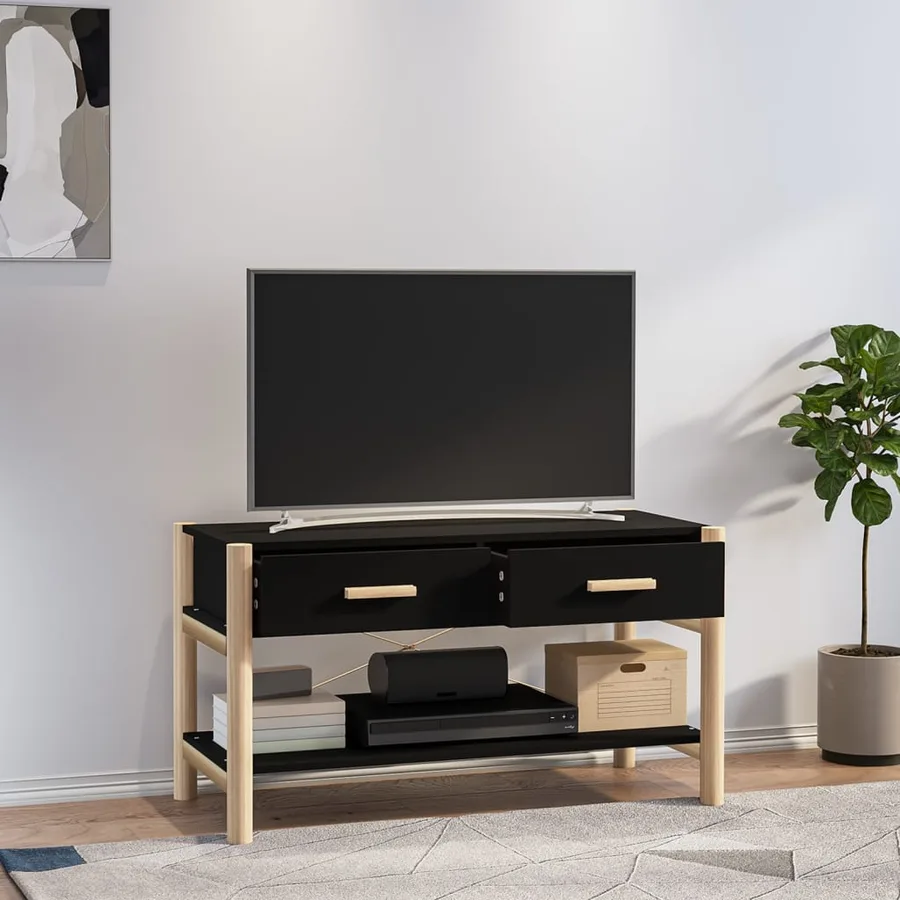 Meuble TV Noir 82x38x45 cm Bois d'ingénierie - 3