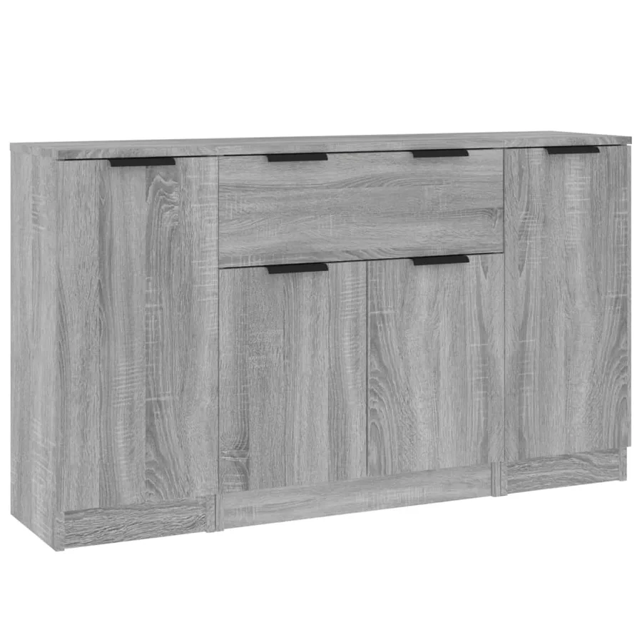 Buffets 3 pcs Sonoma gris Bois d'ingénierie - 2