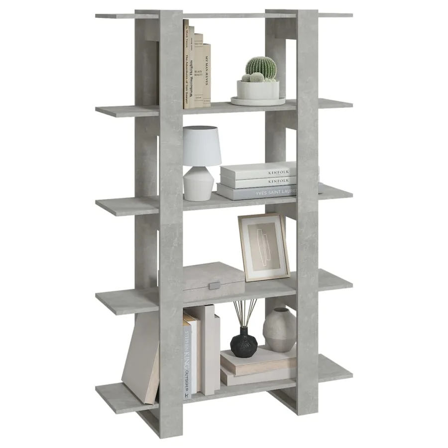 Bibliothèque/Séparateur de pièce Gris béton 100x30x160 cm - 5