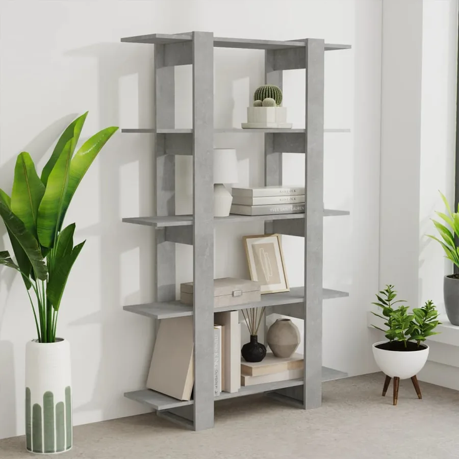 Bibliothèque/Séparateur de pièce Gris béton 100x30x160 cm - 6