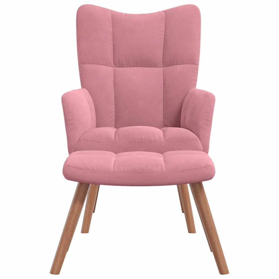 Chaise de relaxation avec repose-pied Rose Velours - 3