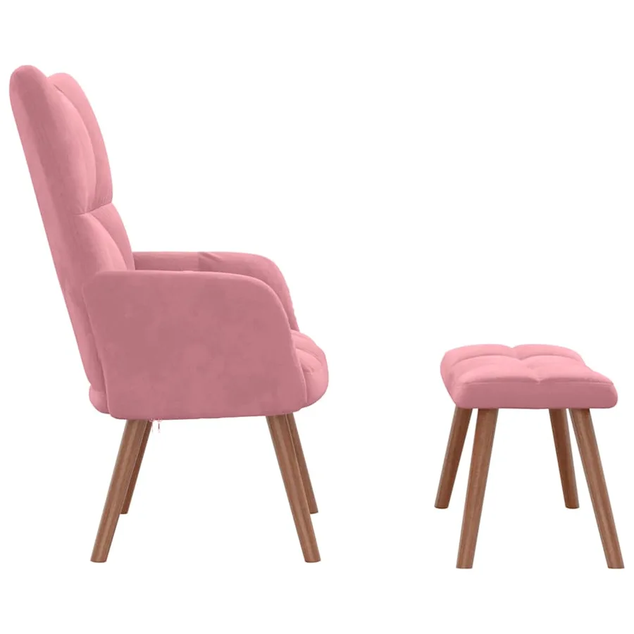 Chaise de relaxation avec repose-pied Rose Velours - 4