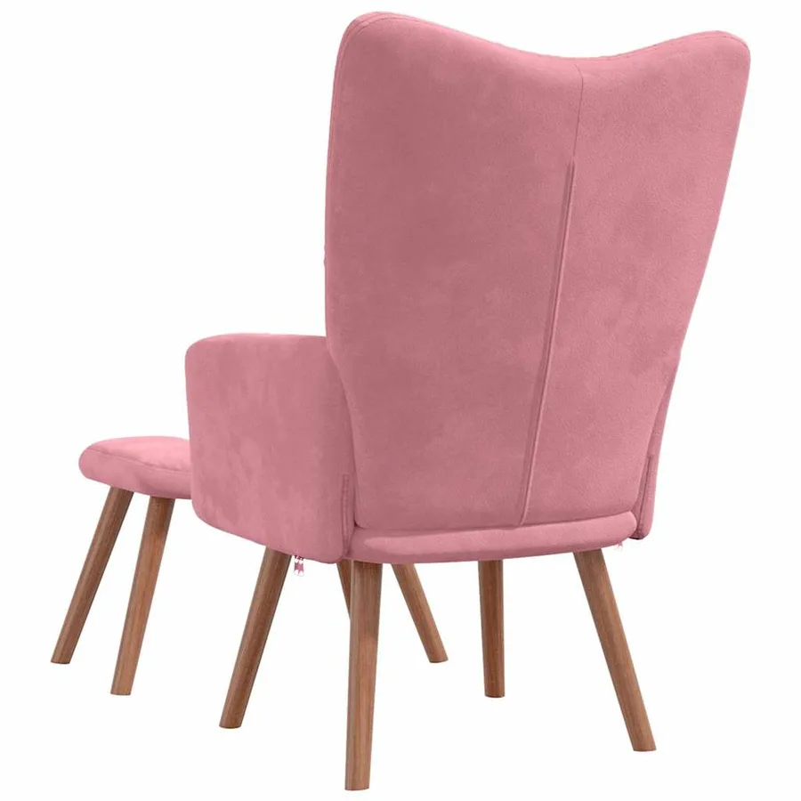 Chaise de relaxation avec repose-pied Rose Velours - 5