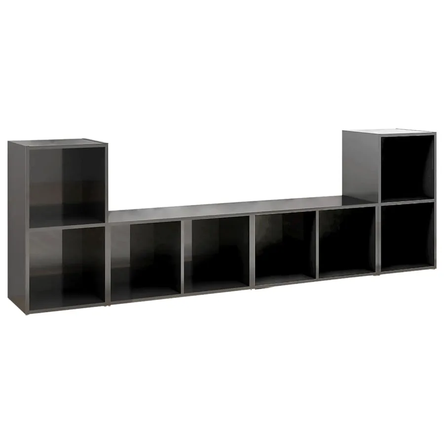 Meubles TV 4 pcs Gris brillant 72x35x36,5 cm Bois d'ingénierie - 2