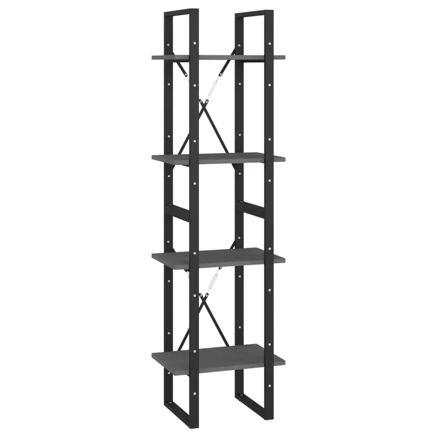 Bibliothèque à 4 niveaux Gris 40x30x140 cm Bois de pin massif - 2