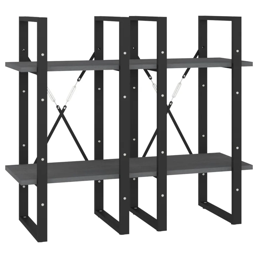 Bibliothèque à 4 niveaux Gris 40x30x140 cm Bois de pin massif - 7