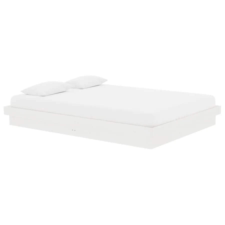 Cadre de lit sans matelas blanc bois massif - 3