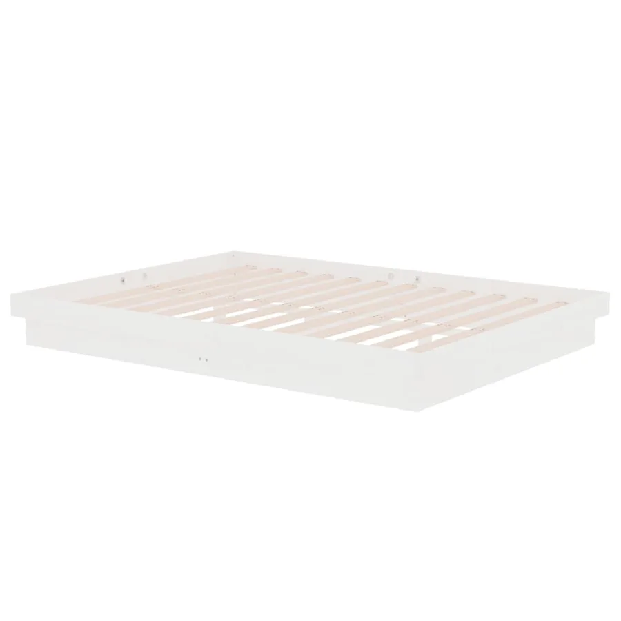 Cadre de lit sans matelas blanc bois massif - 4