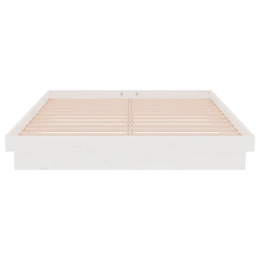 Cadre de lit sans matelas blanc bois massif - 5