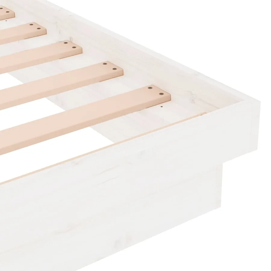 Cadre de lit sans matelas blanc bois massif - 6