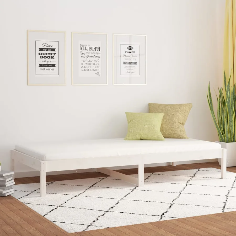 Lit de jour sans matelas blanc 80x200 cm bois de pin massif