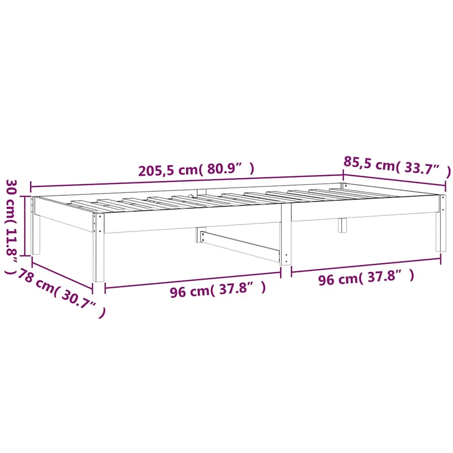 Lit de jour sans matelas blanc 80x200 cm bois de pin massif - 11