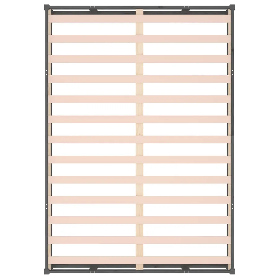 Cadre de lit sans matelas gris 150x200 cm bois massif - 6