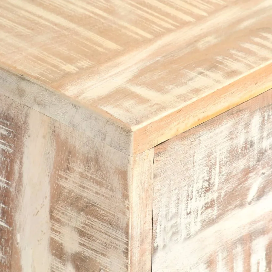 Meuble TV Blanc 140 x 30 x 45 cm Bois d'acacia massif - 4