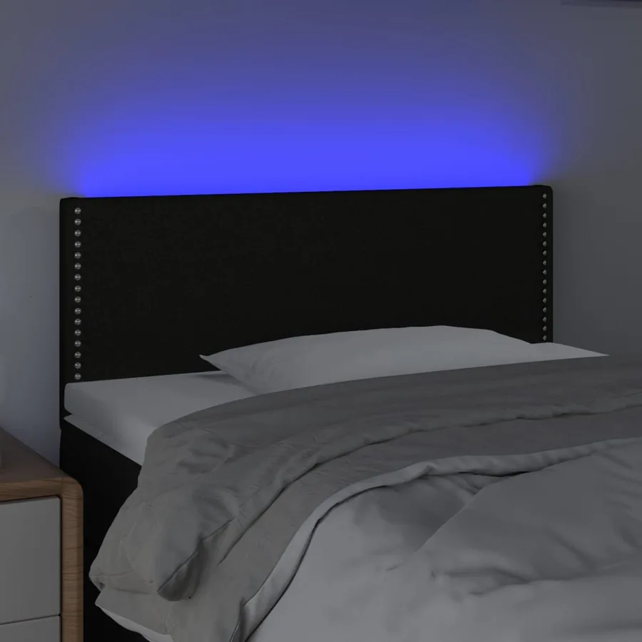Tête de lit à LED Noir 90x5x78/88 cm Tissu - 3