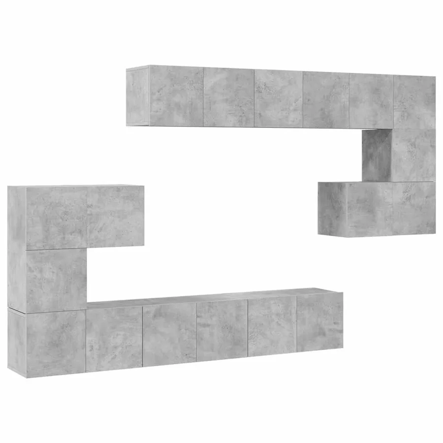 Ensemble de meubles TV 10 pcs Gris béton Bois d'ingénierie - 2