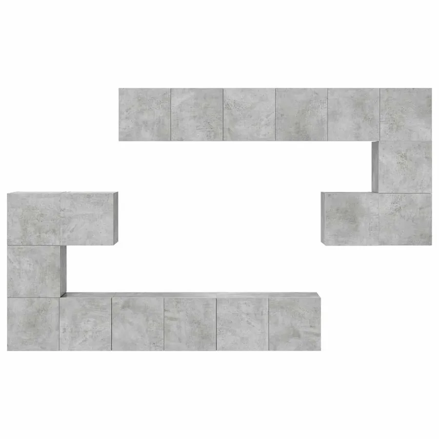 Ensemble de meubles TV 10 pcs Gris béton Bois d'ingénierie - 6