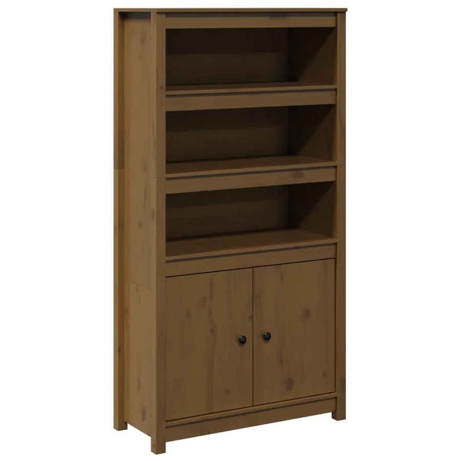 Buffet haut Marron miel 80x35x154 cm Bois massif de pin - 2