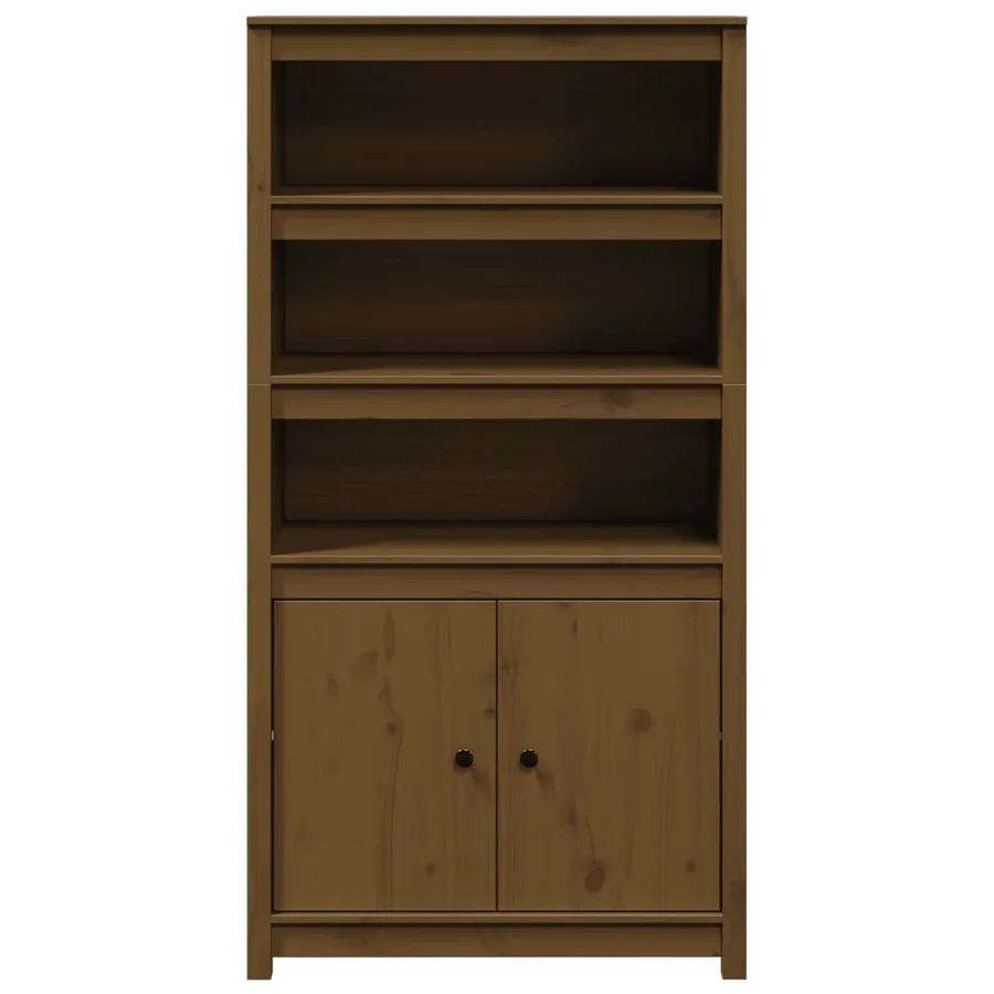 Buffet haut Marron miel 80x35x154 cm Bois massif de pin - 5