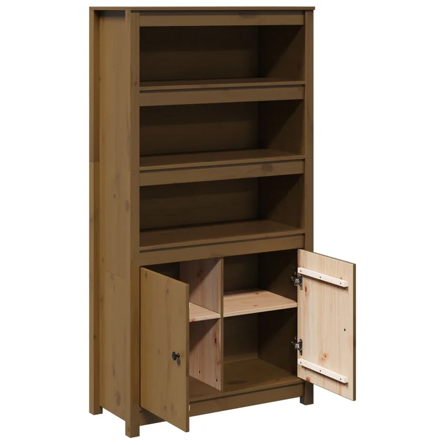 Buffet haut Marron miel 80x35x154 cm Bois massif de pin - 6