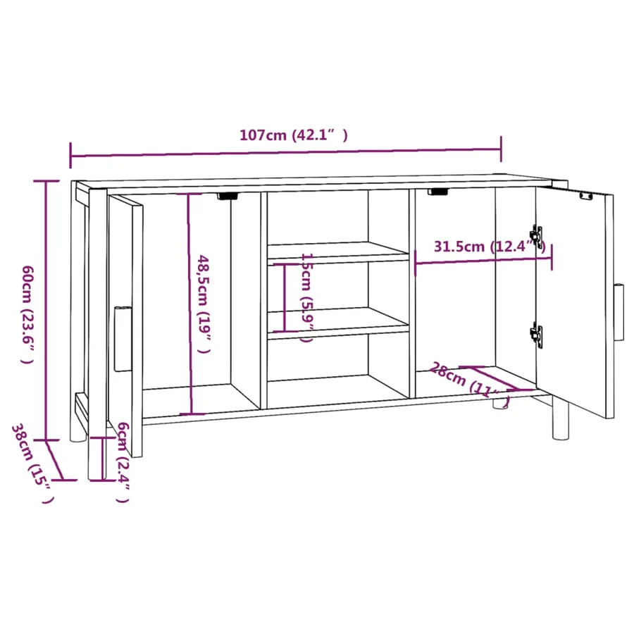 Buffet 107x38x60 cm Bois d'ingénierie - 8