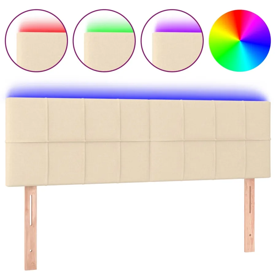 Tête de lit à LED Crème 144x5x78/88 cm Tissu - 2
