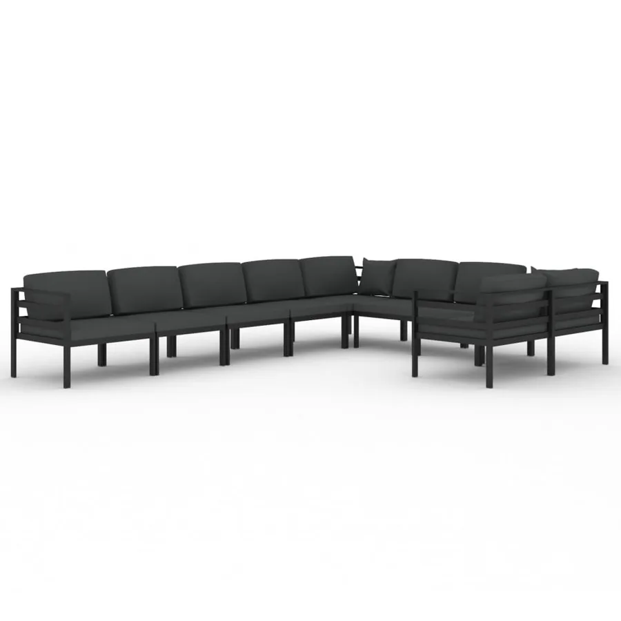 Salon de jardin 9 pcs avec coussins Aluminium Anthracite - 2