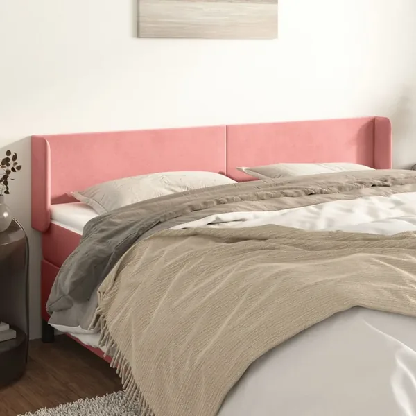 Tête de lit avec oreilles Rose 203x16x78/88 cm Velours