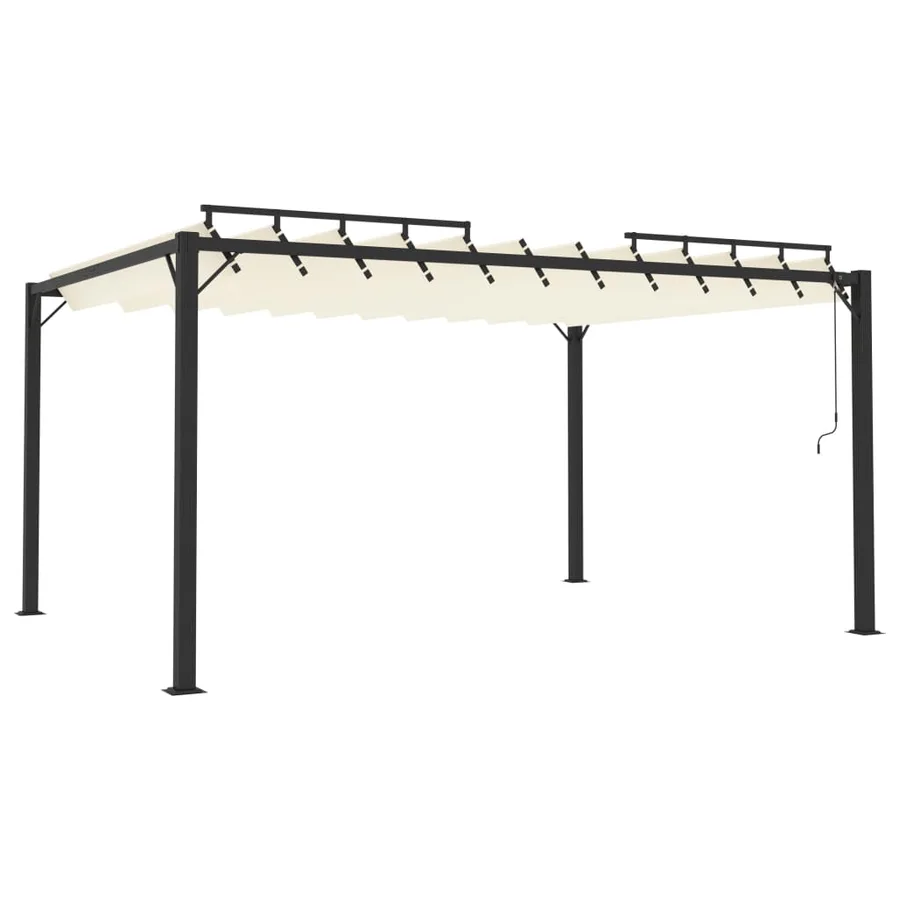 Tonnelle avec toit à persienne 3x4 m Crème Tissu et aluminium - 2