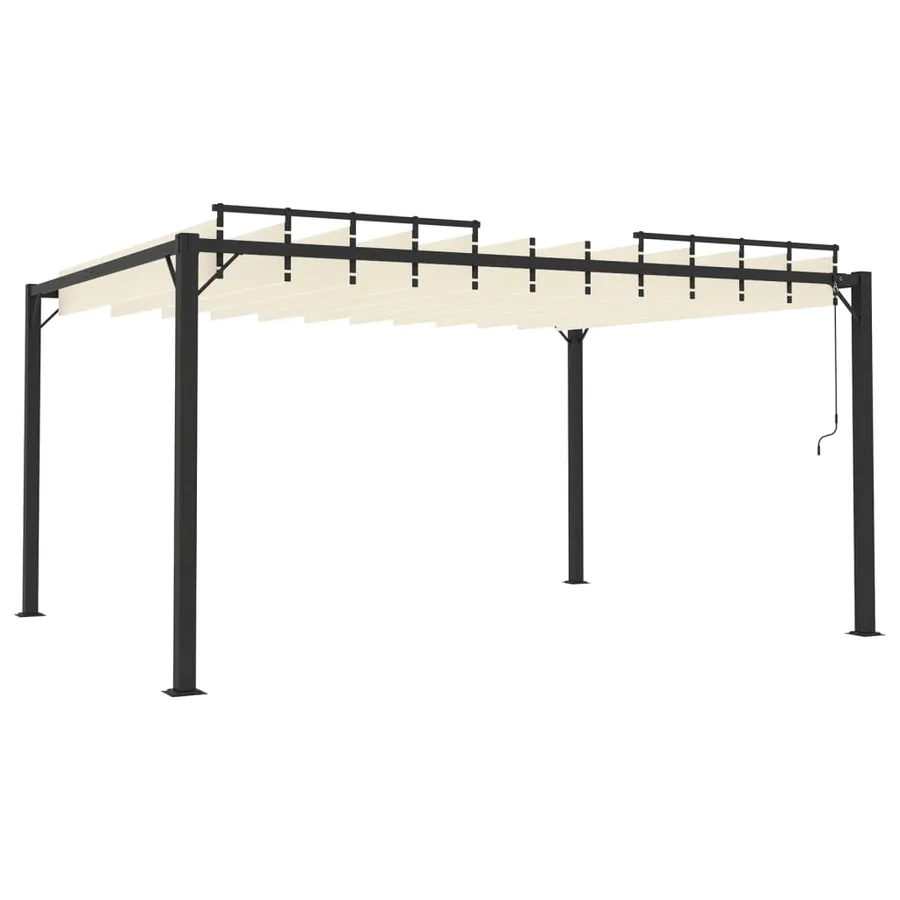 Tonnelle avec toit à persienne 3x4 m Crème Tissu et aluminium - 4